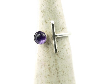 Argentium Silver Amethyst Ring: Minimalist Modern Design