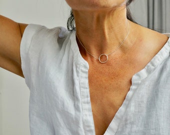 Elegant Delicate Circle Necklace - Available in Sterling Silver and Lustrous Gold - Handcrafted, Versatile Jewelry