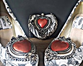 Occult shoes, ladies shoes, magik shoes, red heart, unique shoes, alternative shoes, mystic shoes, black and white. Wedding,high heel shoes.