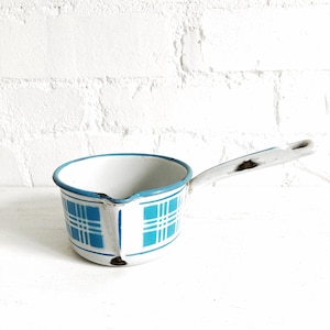 Sweet Vintage Belgian Blue & White Enamelware Pot