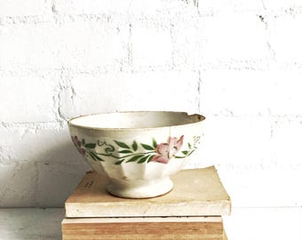 Large Antique 1920's French Floral Cafe Au Lait bowl