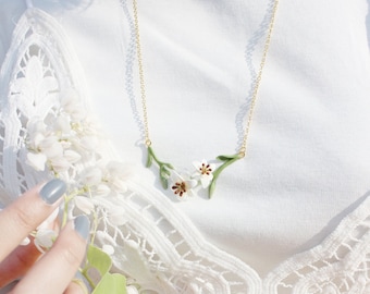 Lily Short Necklace , Flower Lily Necklace , Flower Necklace - Enamel Jewellery by GOODAFTERNINE