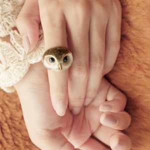 Happy Spotted Owl Ring , Owl Lover ,  MOONLIGHT VALLEY