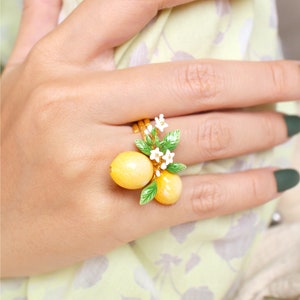 Lemon Ring, Fruity Blossom, GoodAfterNine, Enamel Ring, Playful Jewelry