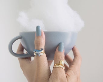 Flying Whale Stacking Ring, Whale Ring, Sterling Silver Ring, Stacking Ring, whimsical ring, Tiny Ring, Dainty Ring, Minimalist Ring.