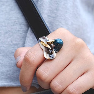 Mallard Duck Ring, Dierenring, Emaille ring, Eendliefhebber, Originele Ontwerpen.