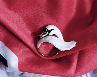 Swan Ring , Handcrafted, Statement ring.