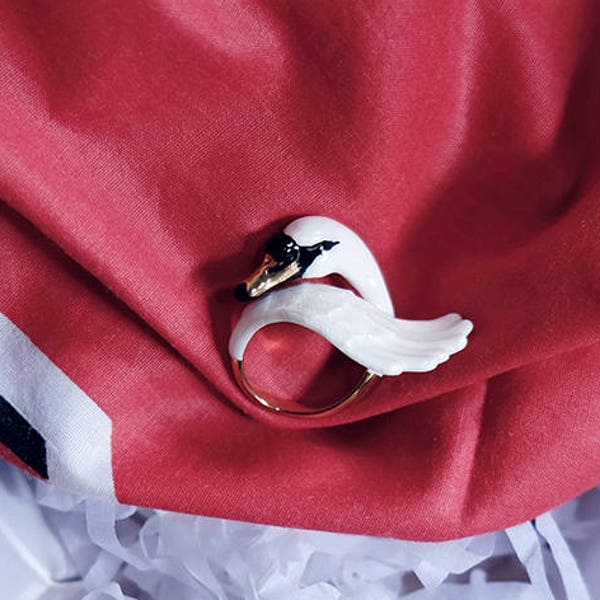 Swan Ring , Handcrafted, Statement ring.
