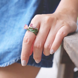 Freesia Ring , Flower Ring , Handpainted GOODAFTERNINE Purple
