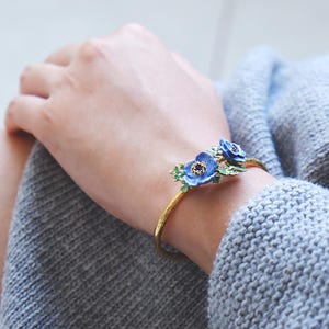 Anemone Bangle Violet , Flower Ring , Anemone flower