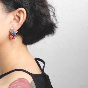 Brummmelodie Ohrringe | HUMMING MELODY, Kolibri, Handbemalt GOODAFTERNINE