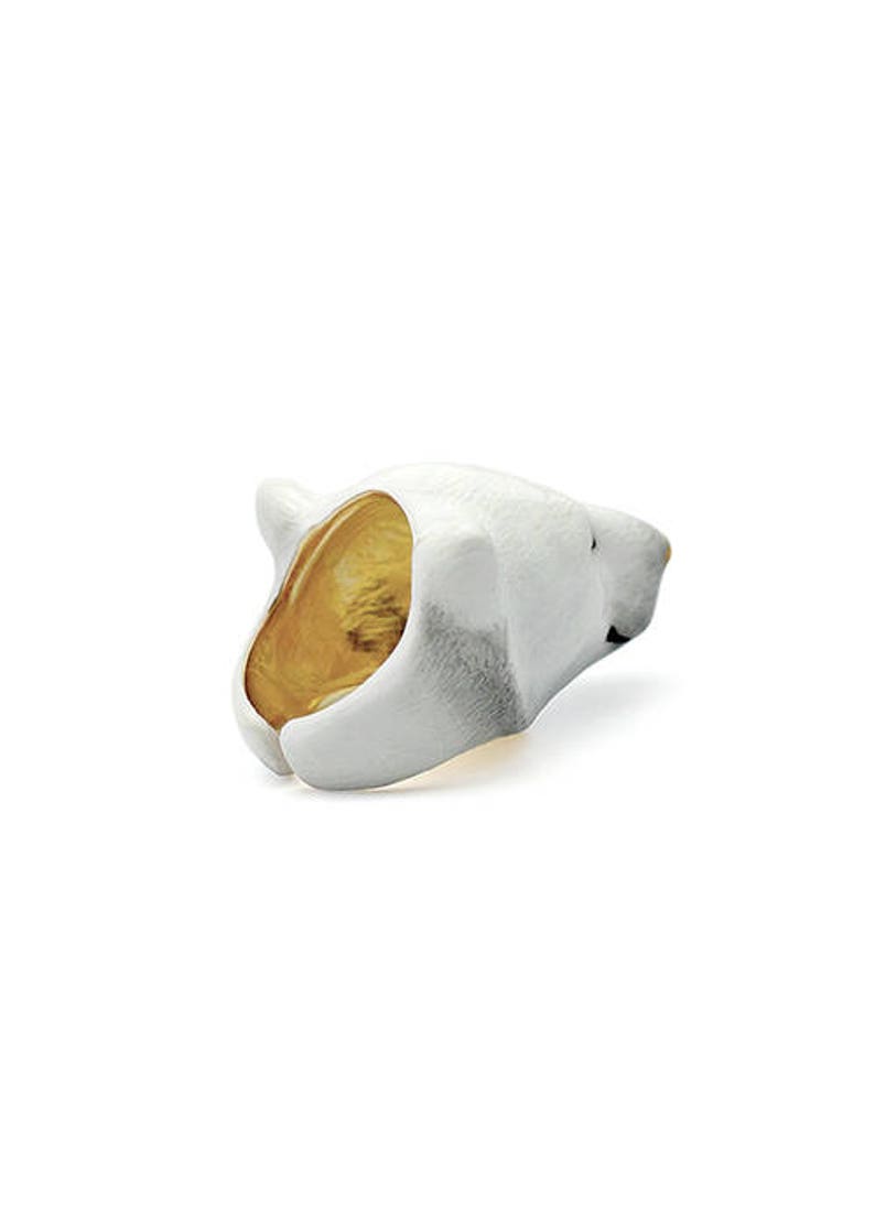 Paul Polar Bear Ring , Animal Ring , Handcrafted , Enamel Ring , White bear ring . GOODAFTERNINE image 5