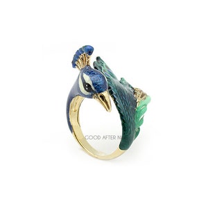 Peacock Ring , Animal Ring , Enamel ring , Original Designs. image 5