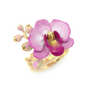 Phalaen Purple Ring , Flower Ring , Handpainted GOODAFTERNINE , Phalaenopsis , Orchid image 3