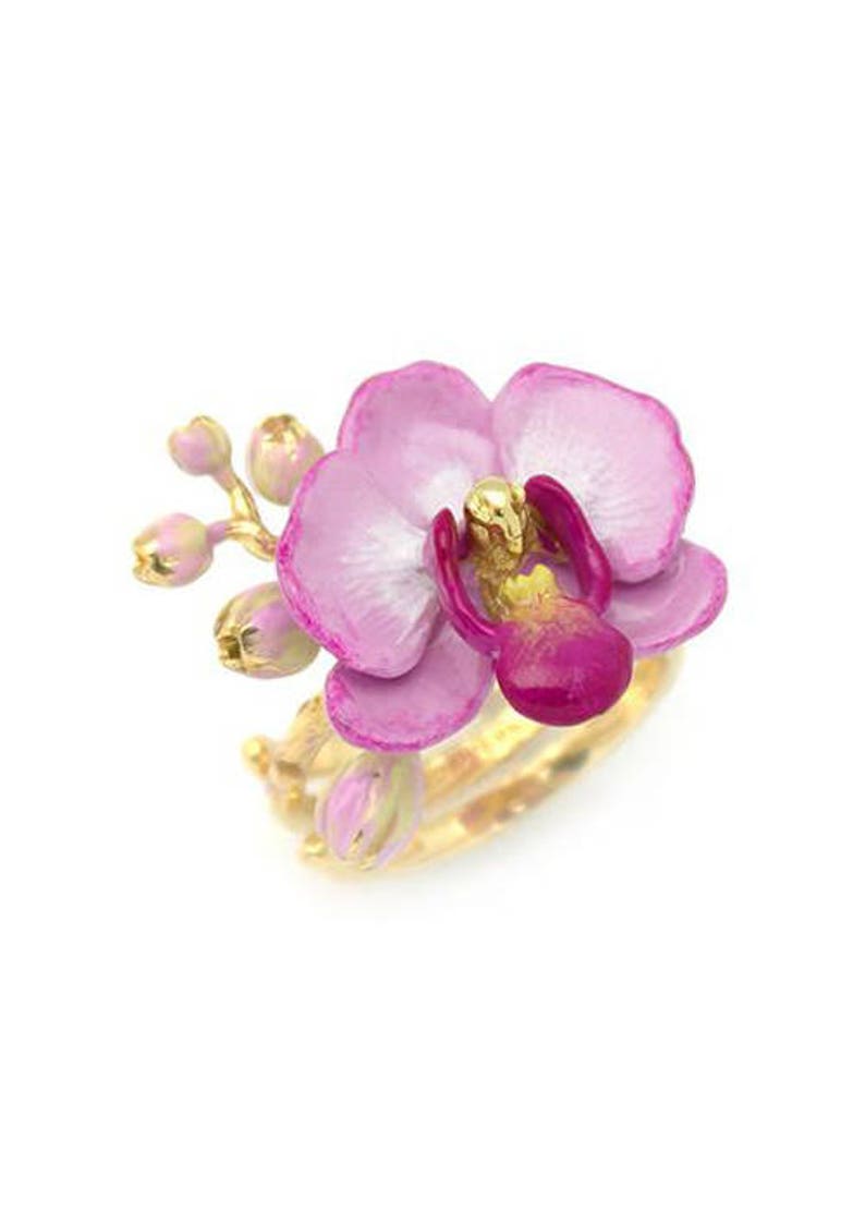 Phalaen Purple Ring , Flower Ring , Handpainted GOODAFTERNINE , Phalaenopsis , Orchid image 3
