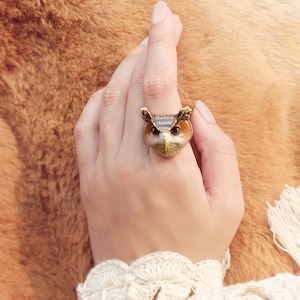 Merry Great Horn Owl Ring , Owl Lover ,  MOONLIGHT VALLEY