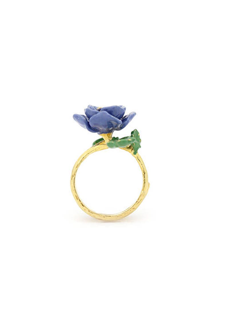 Anemone Violet Ring , Flower Ring , Handpainted GOODAFTERNINE image 4