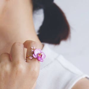 Phalaen Purple Ring , Flower Ring , Handpainted GOODAFTERNINE , Phalaenopsis , Orchid image 1