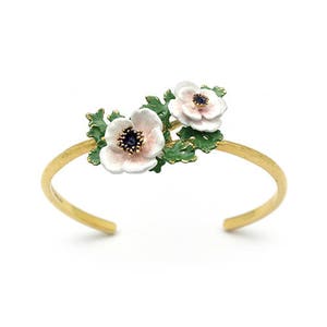 Anemone Bangle White , Flower Ring , Anemone flower image 5