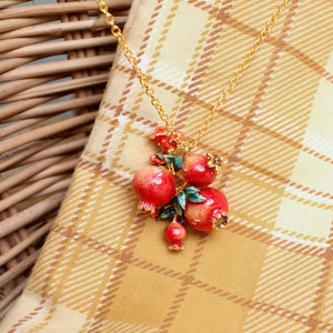 Pomegranate Pendant Necklace, Fruity Blossom, GoodAfterNine, Enamel jewelry, Playful Jewelry, Statement Necklace image 5