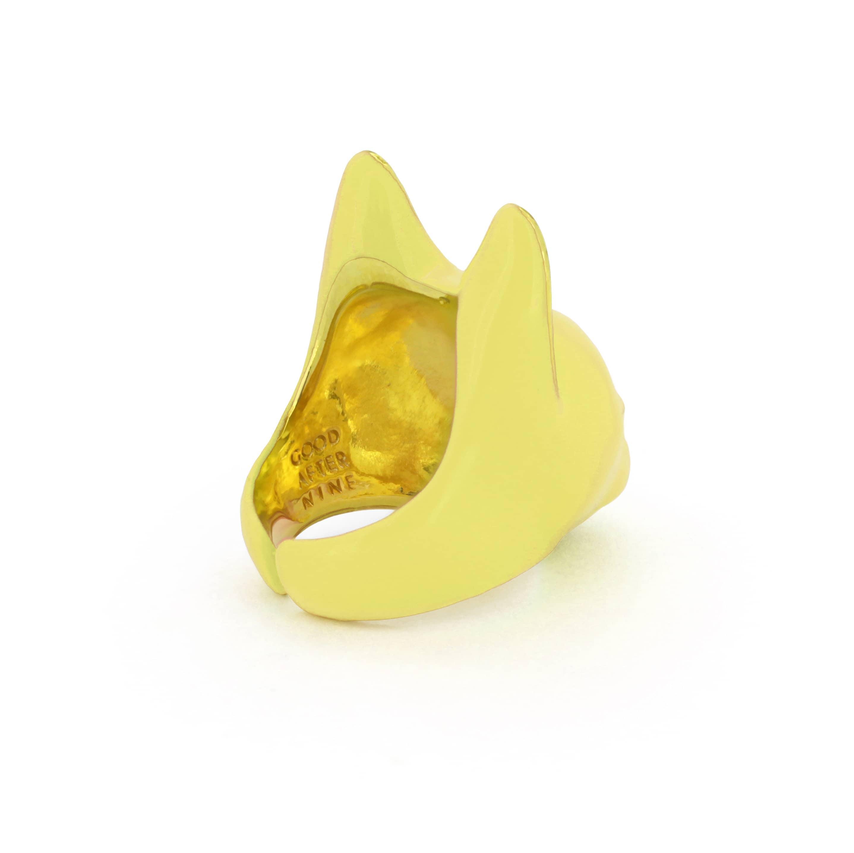 Mono Yellow Banana Cat Ring, Cute Cat Ring, Wearable Art, Mono Color ...