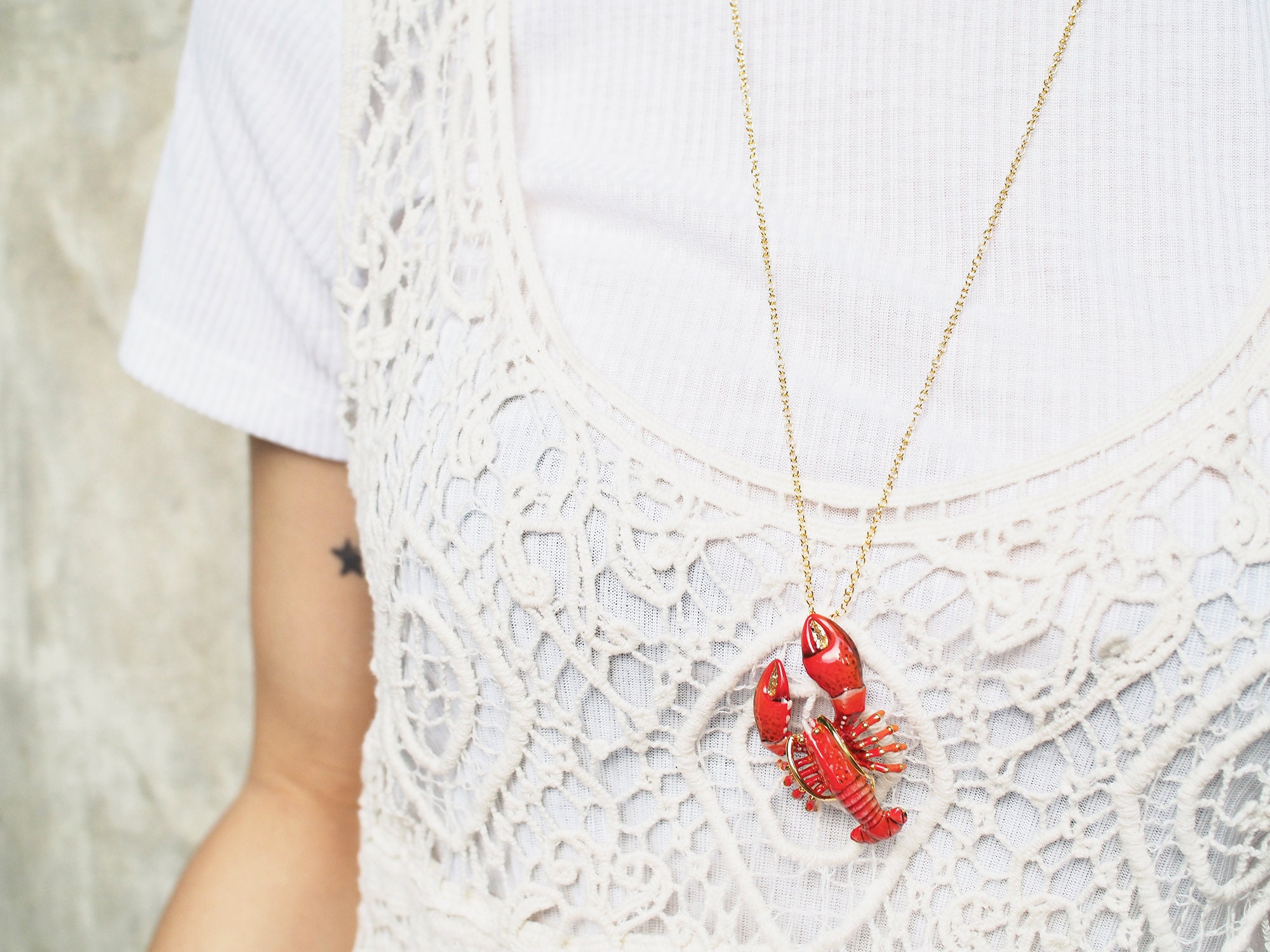 Red cheap lobster necklace