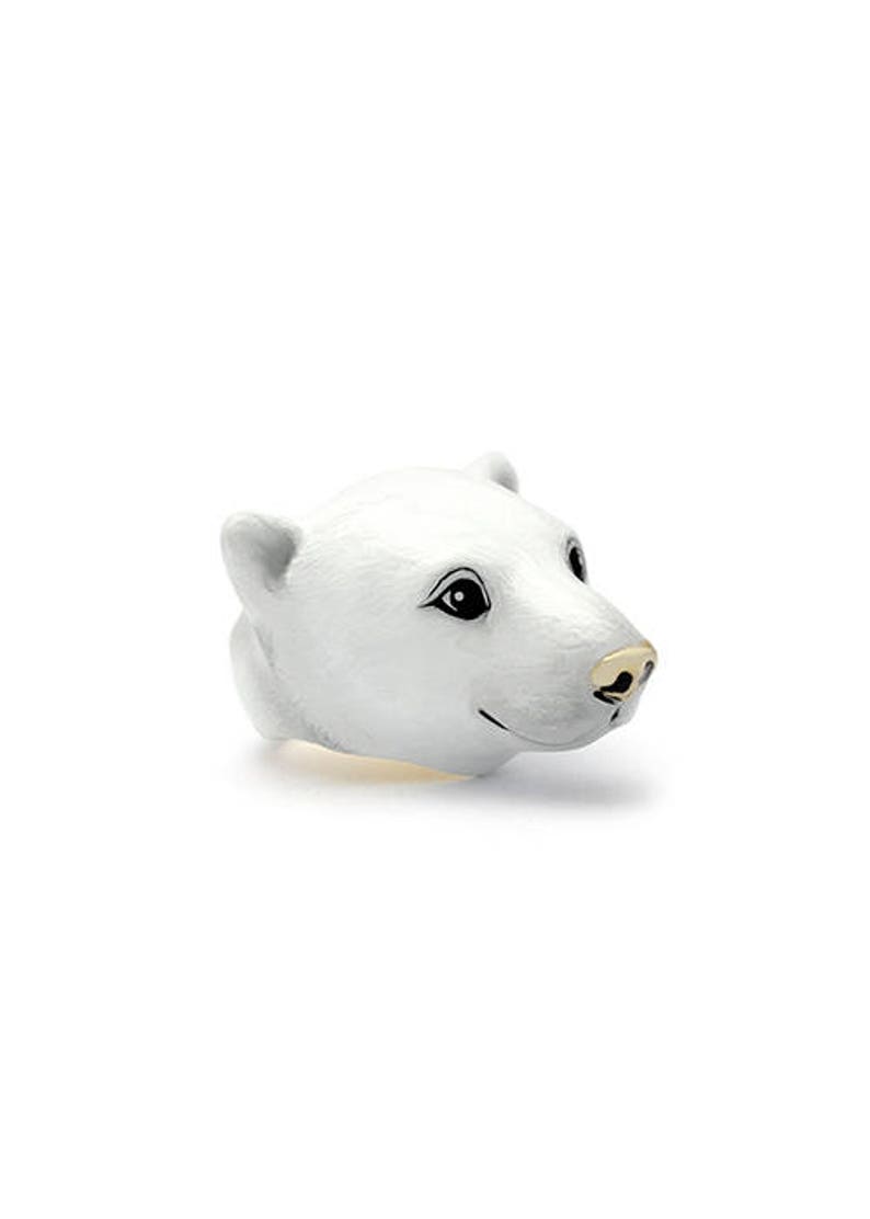 Paul Polar Bear Ring , Animal Ring , Handcrafted , Enamel Ring , White bear ring . GOODAFTERNINE image 4