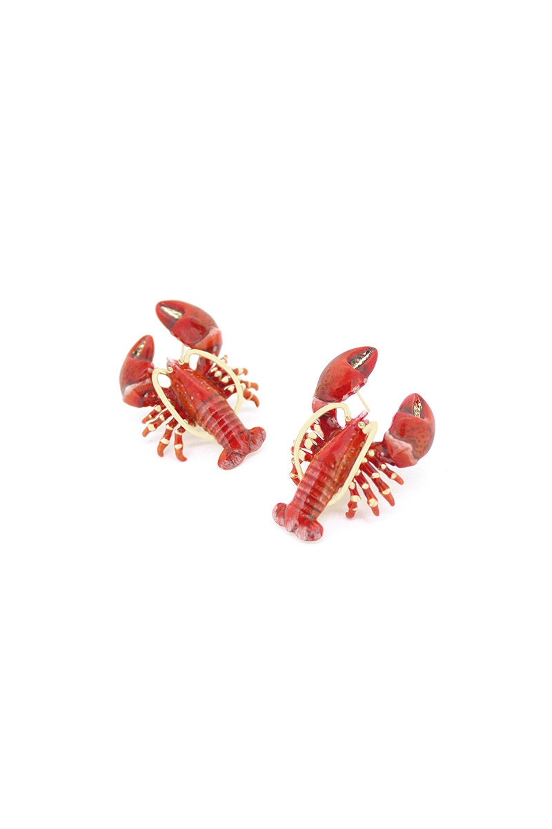 Red Lobster Earrings Stub Earrings Ocean Creature - Etsy