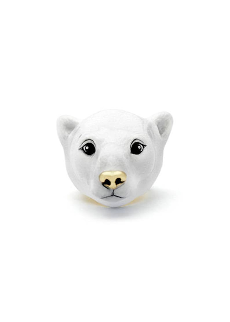 Paul Polar Bear Ring , Animal Ring , Handcrafted , Enamel Ring , White bear ring . GOODAFTERNINE image 2