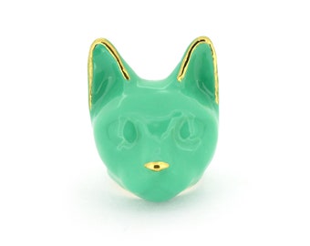 Emerald Cat Ring, MaewMarch, Cat Ring, green, Arts, hand-paint, Cute Cat, Christmas, Gifts for Christmas, Limited time