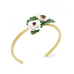 Anemone Bangle White , Flower Ring , Anemone flower image 6