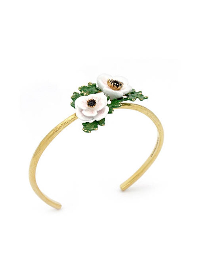Anemone Bangle White , Flower Ring , Anemone flower image 6