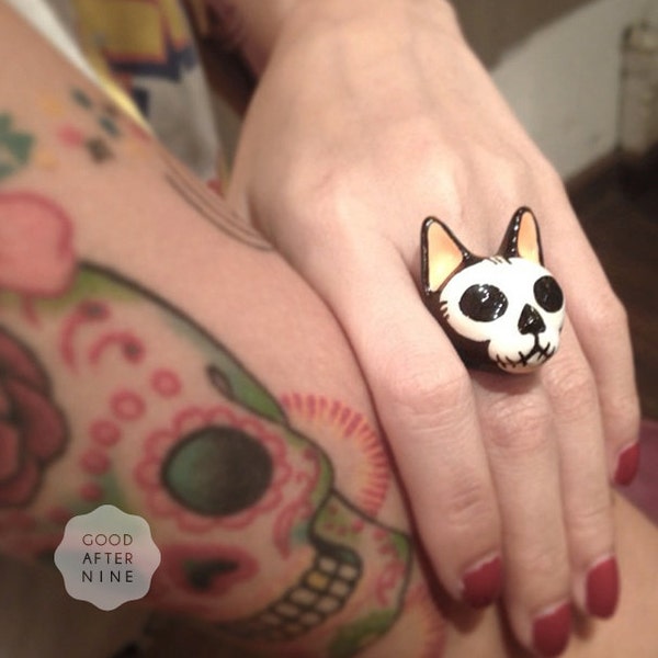 Mori, Skull Cat Ring , Día de Muertos