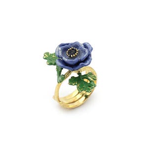 Anemone Violet Ring , Flower Ring , Handpainted GOODAFTERNINE image 2