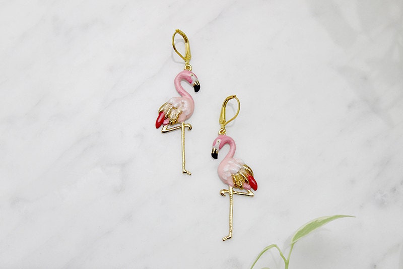 フラミンゴイヤリング - Etsy 日本