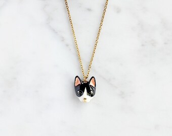 Collier Keaw Cat, chat noir et blanc