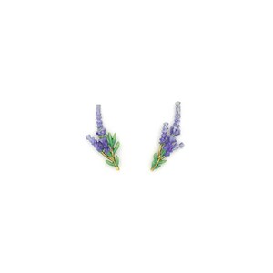 Lavender Climbers Earrings , Flower Climbers Earrings , Enamel Jewelry, Handpainted GOODAFTERNINE image 2