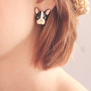 French Bulldog Earrings Black and White