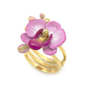 Phalaen Purple Ring , Flower Ring , Handpainted GOODAFTERNINE , Phalaenopsis , Orchid image 4