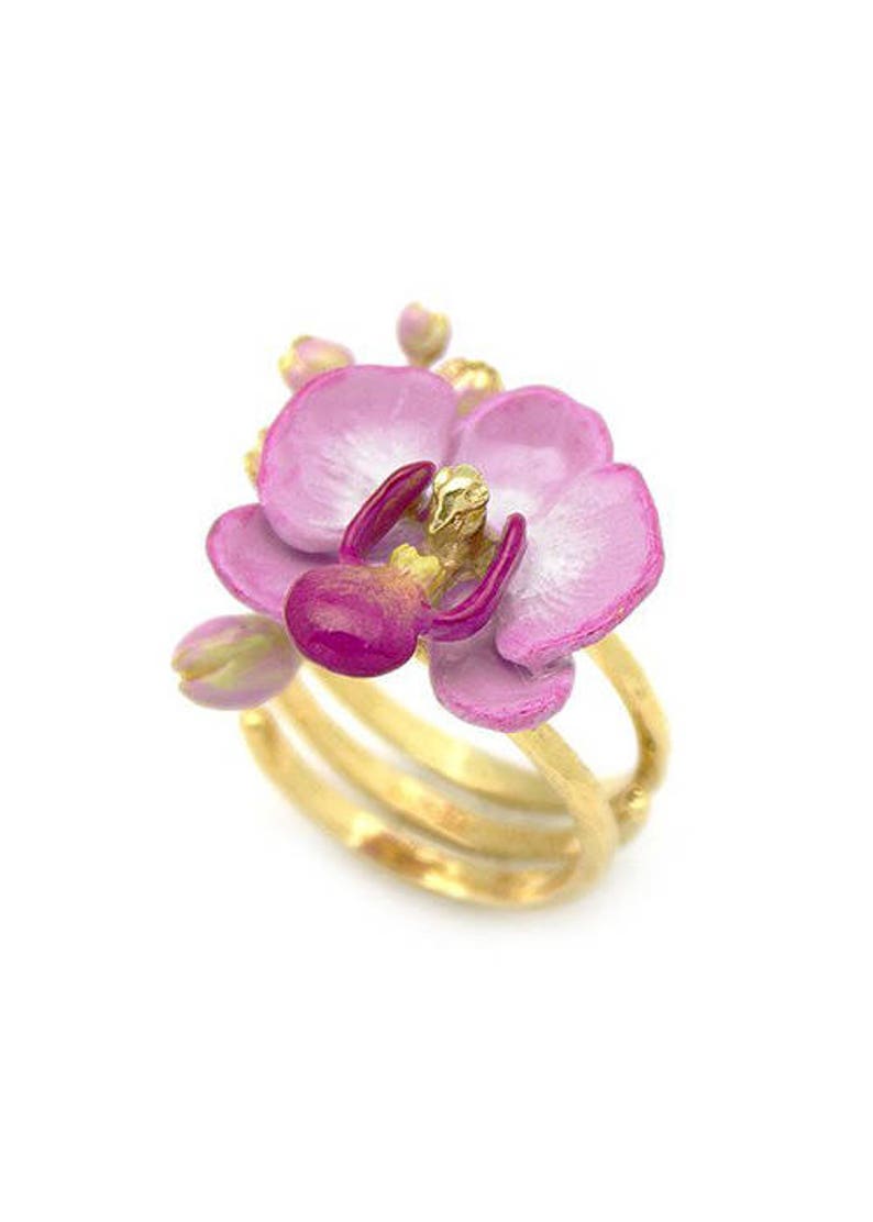 Phalaen Purple Ring , Flower Ring , Handpainted GOODAFTERNINE , Phalaenopsis , Orchid image 4