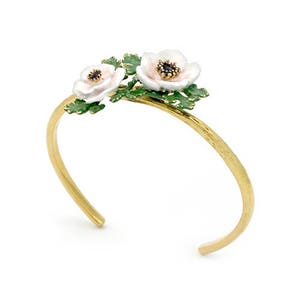 Anemone Bangle White , Flower Ring , Anemone flower image 7