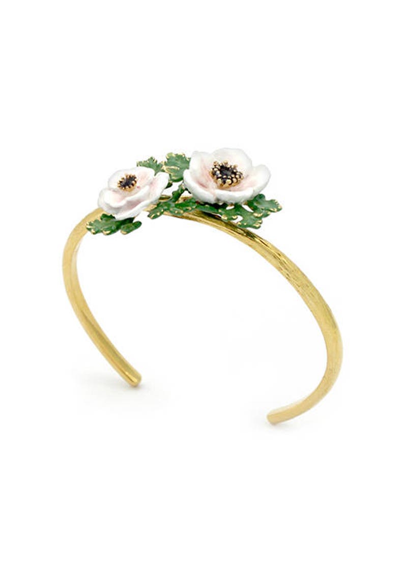 Anemone Bangle White , Flower Ring , Anemone flower image 7