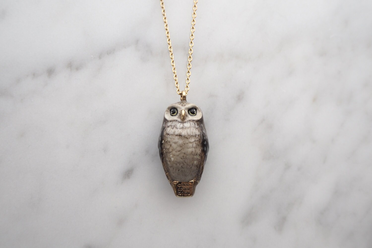 Happy, Spotted Owl whistle pendent Necklace.