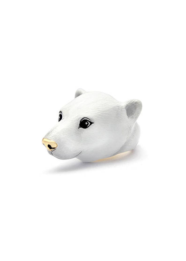 Paul Polar Bear Ring , Animal Ring , Handcrafted , Enamel Ring , White bear ring . GOODAFTERNINE image 3