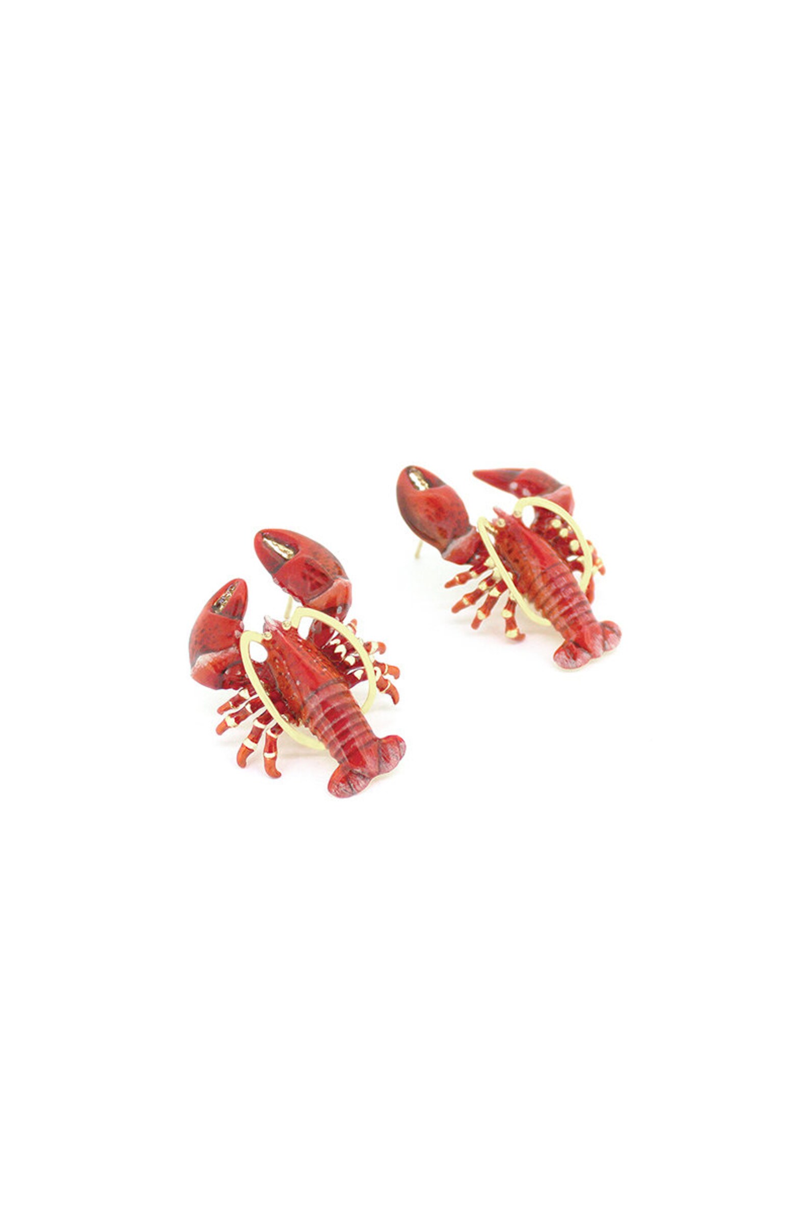 Red Lobster Earrings Stub Earrings Ocean Creature Etsy