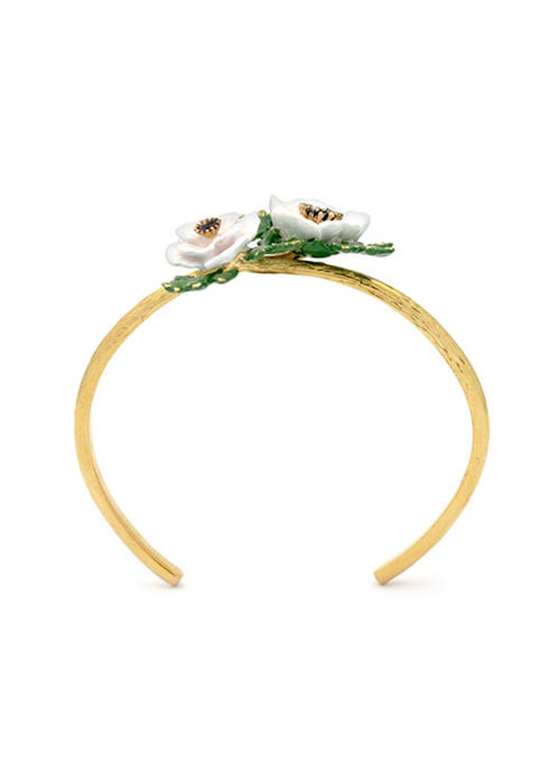 Anemone Bangle White , Flower Ring , Anemone flower image 8