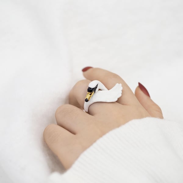 Swan Ring , Handcrafted, Statement ring.
