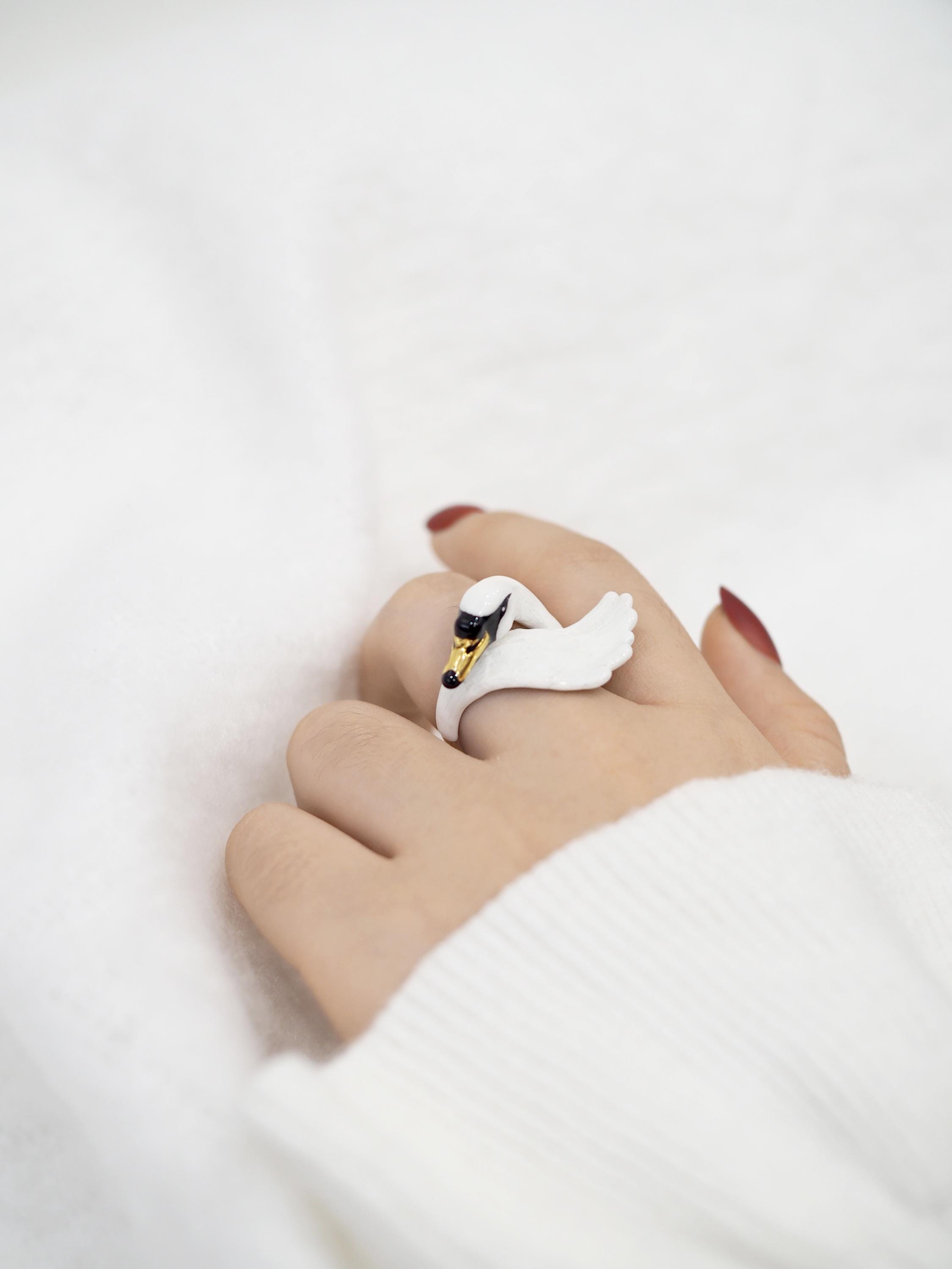 Swan Ring , Handcrafted, Statement ring.