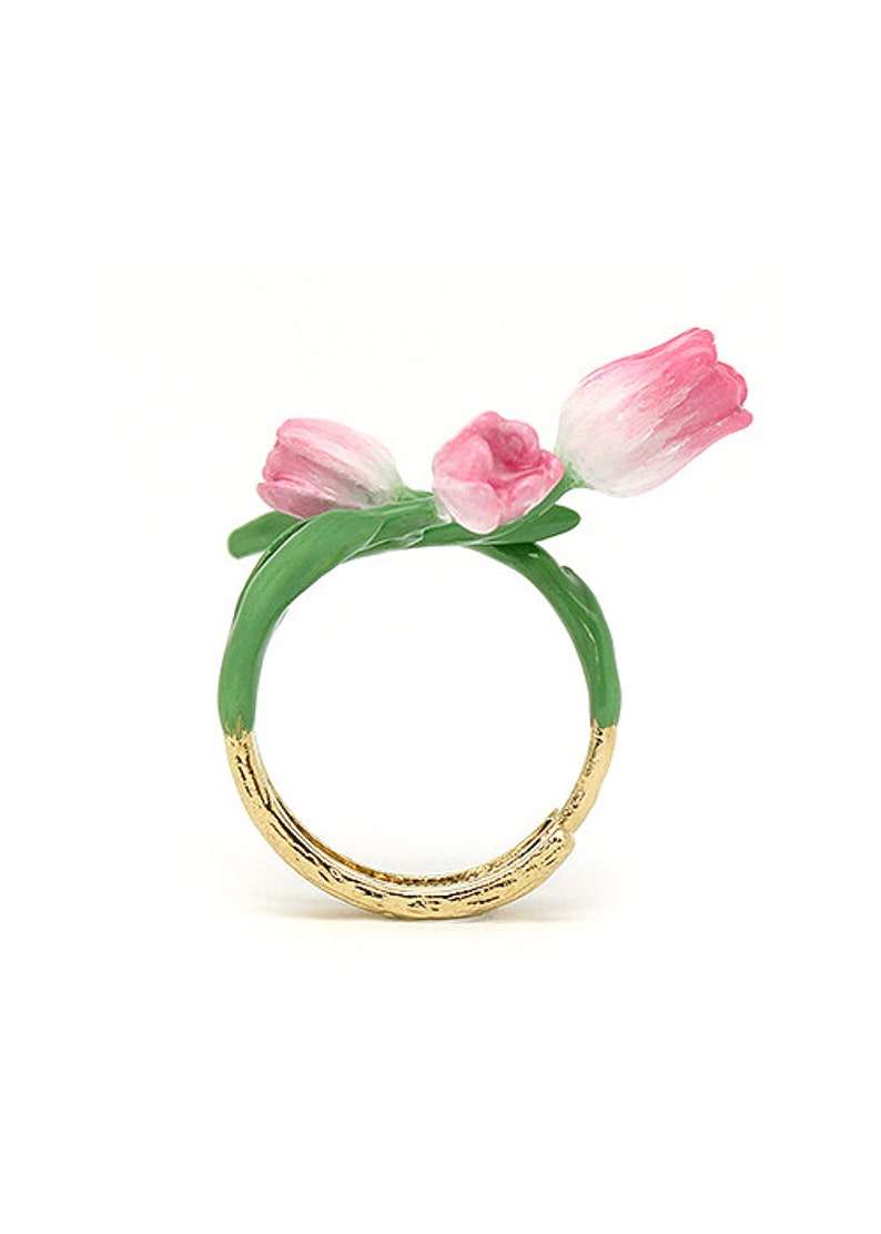 Tulip Ring Flower Ring Handpainted GOODAFTERNINE Etsy