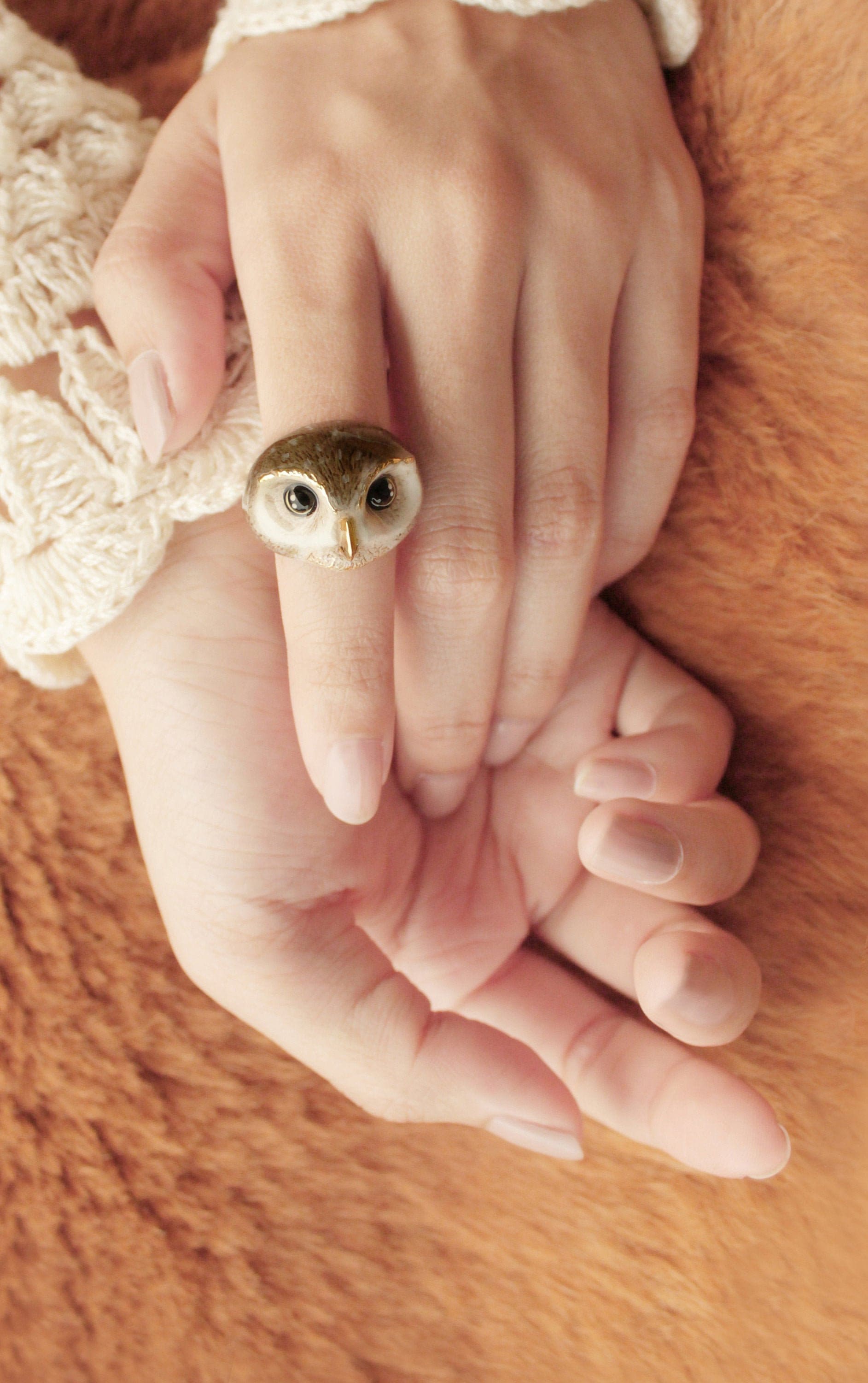 Happy Spotted Owl Ring , Owl Lover ,  MOONLIGHT VALLEY